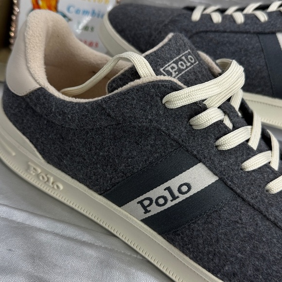 (F) POLO RALPH LAUREN Men's Heritage Court II Flannel, Grey, Size 15 - Picture 2 of 11